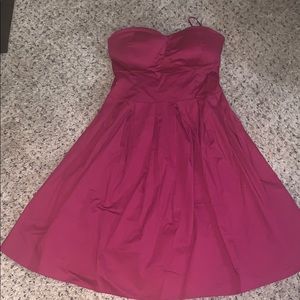 Deep red strapless dress